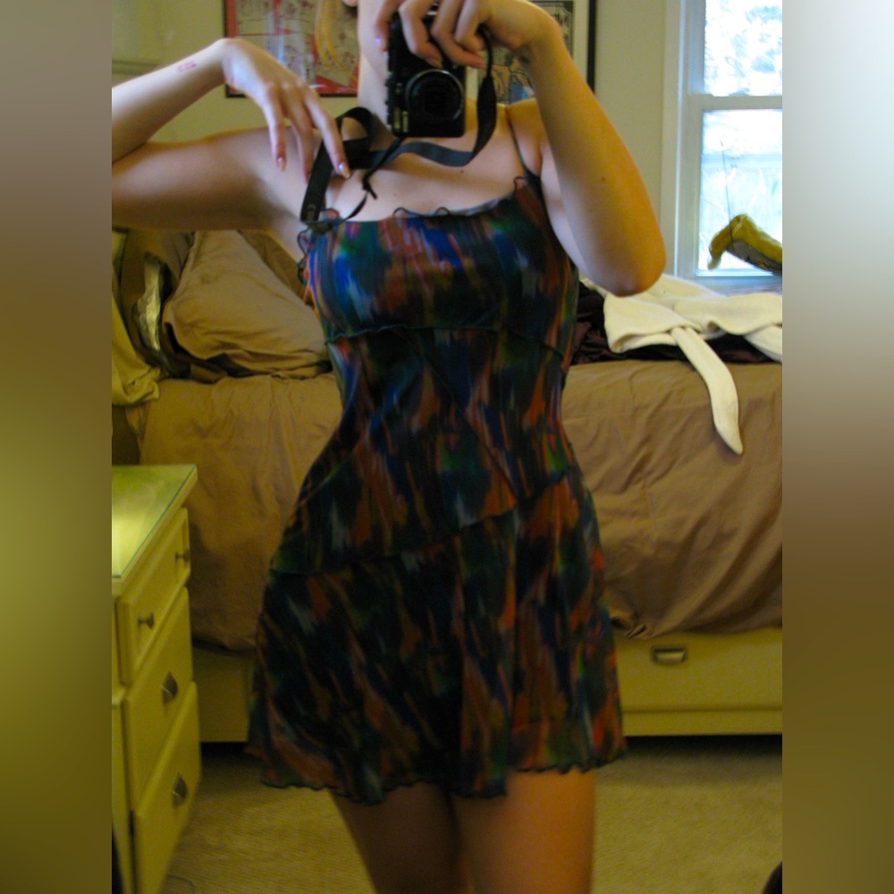 Urban Outfitters Multicolored Abstract Mini Flowy Dress